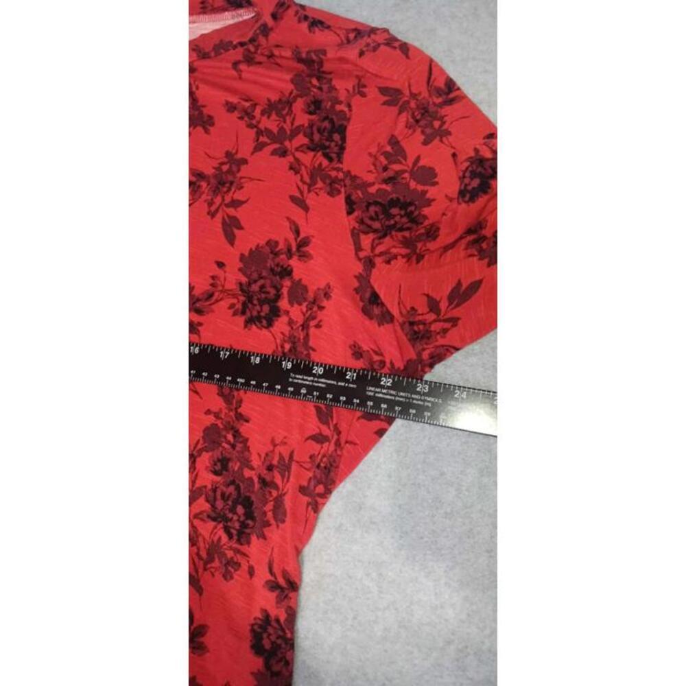 Lane Bryant Long Sleeve Keyhole Chest Dress Womens Size 26/28 Red Floral Fitted - Picture 6 of 11